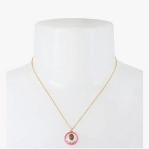 Kurt Geiger Eagle Stone and Crystal Pendant Necklace in Pink and Gold NWT